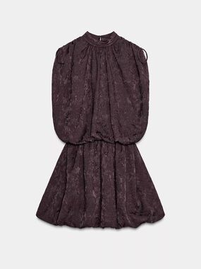 Zara Jacquard Voluminous Mini Dress